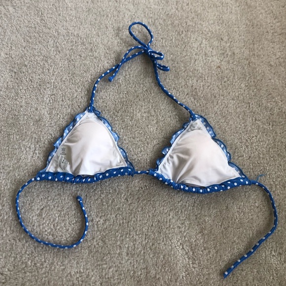 Blue polka dot triangle bikini top - Picture 2 of 3